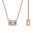 Load image into Gallery viewer, Emerald Diamond Bezel Set Solitaire Pendant
