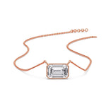 Load image into Gallery viewer, Emerald Diamond Bezel Set Solitaire Pendant
