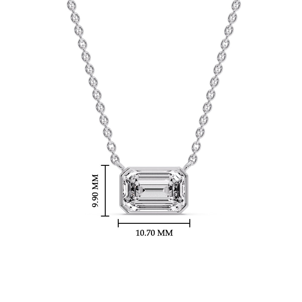 Emerald Diamond Bezel Set Solitaire Pendant
