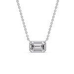 Load image into Gallery viewer, Emerald Diamond Bezel Set Solitaire Pendant
