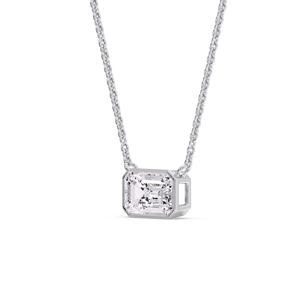 Emerald Diamond Bezel Set Solitaire Pendant