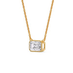 Load image into Gallery viewer, Emerald Diamond Bezel Set Solitaire Pendant
