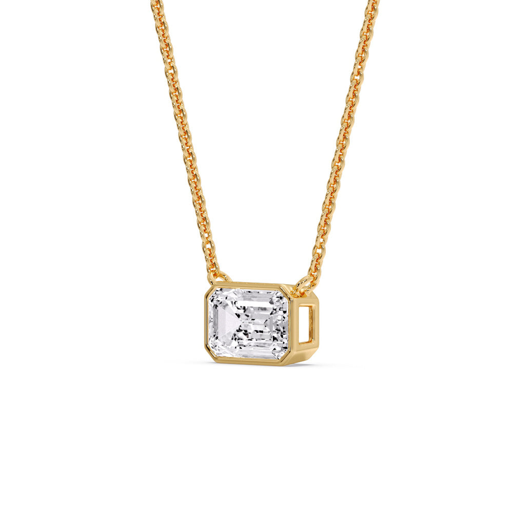 Emerald Diamond Bezel Set Solitaire Pendant