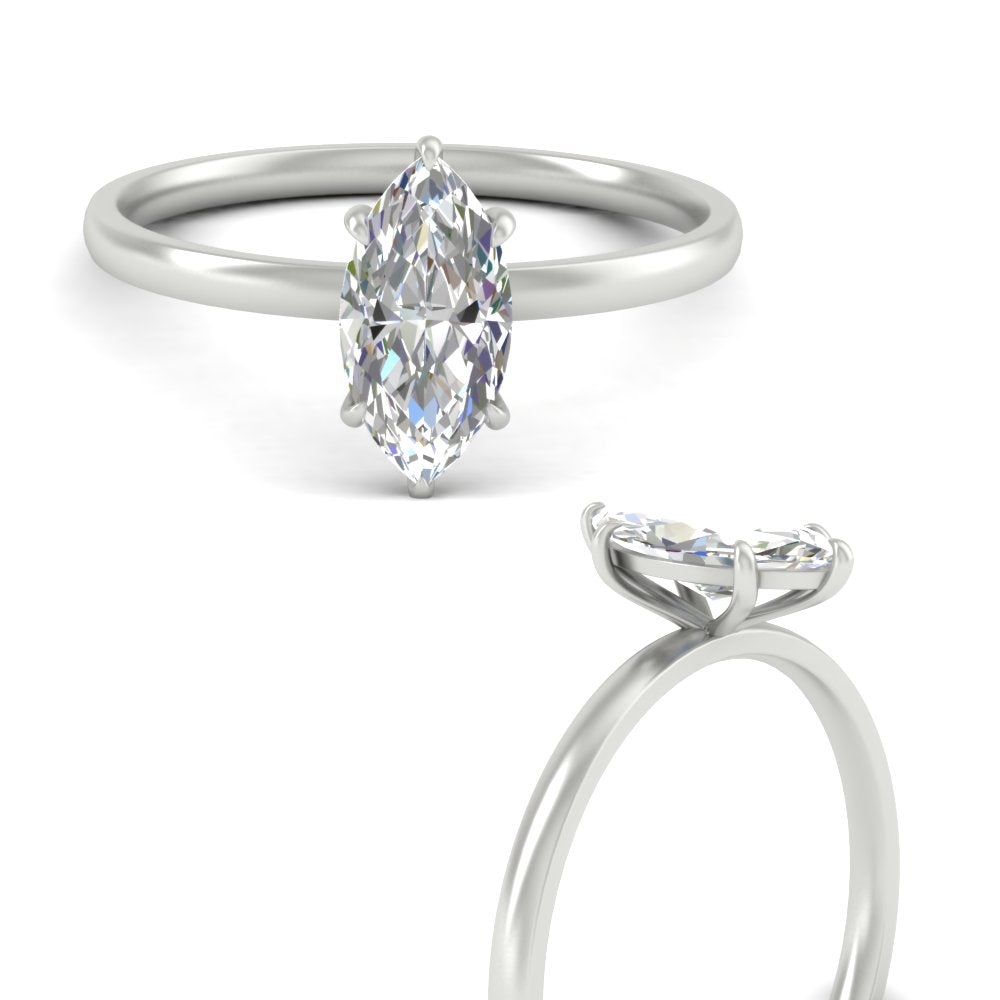 Marquise Shaped 4 Prong Classic Solitaire Ring