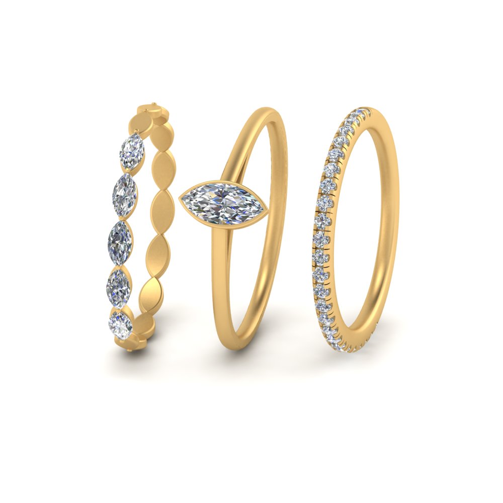 Classic Marquise Wedding Stacking Rings – Fascinating Diamonds