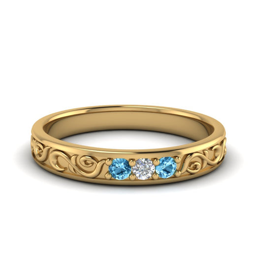 Classic Mens 3 Stone Wedding Band