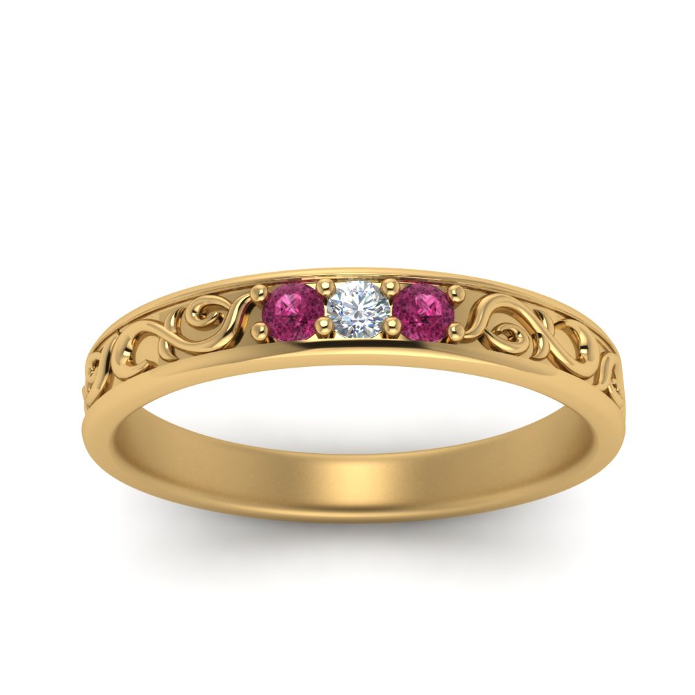 Classic Mens 3 Stone Wedding Band