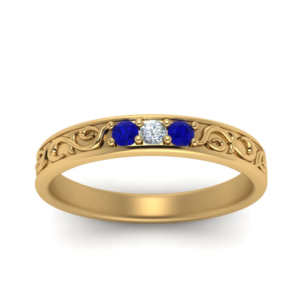 Classic Mens 3 Stone Wedding Band