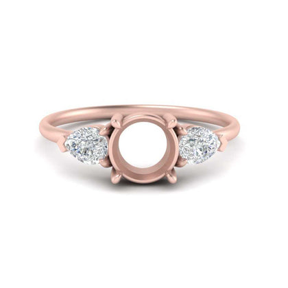 Semi Mount Pear Three Stone Ring