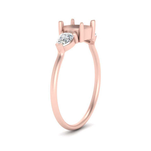 Semi Mount Pear Three Stone Ring