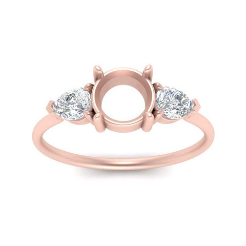 Semi Mount Pear Three Stone Ring
