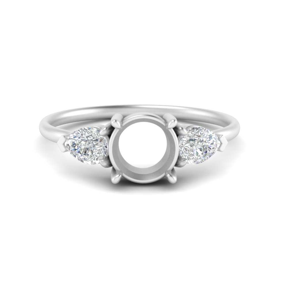 Semi Mount Pear Three Stone Ring