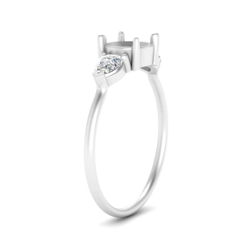 Semi Mount Pear Three Stone Ring