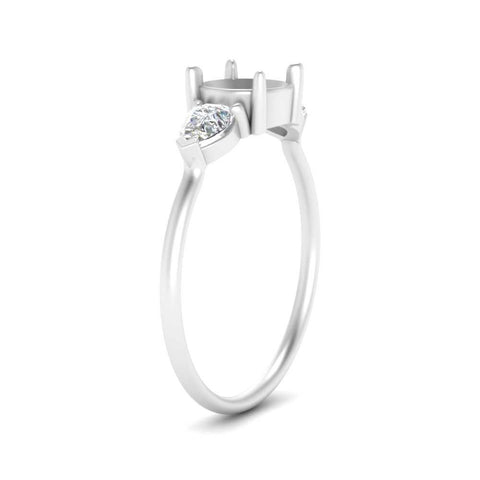 Semi Mount Pear Three Stone Ring