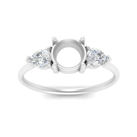 Semi Mount Pear Three Stone Ring