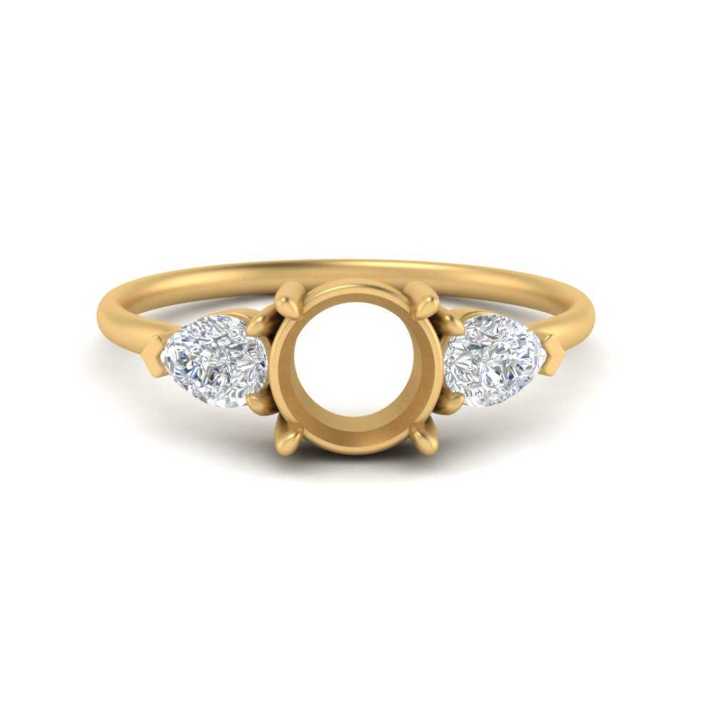 Semi Mount Pear Three Stone Ring