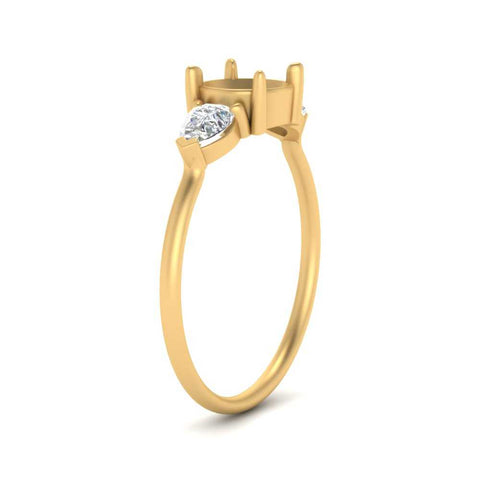 Semi Mount Pear Three Stone Ring