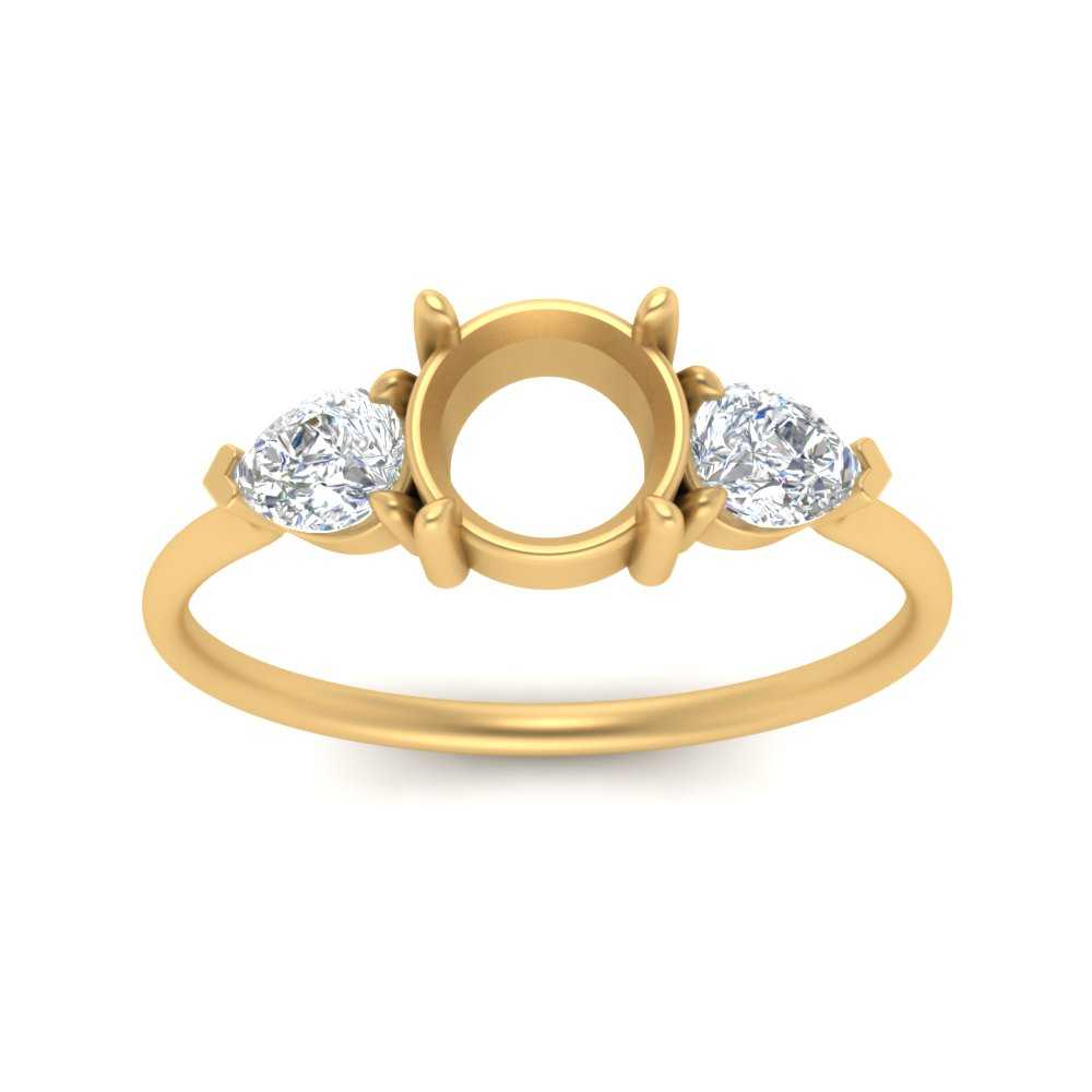 Semi Mount Pear Three Stone Ring