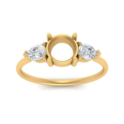 Semi Mount Pear Three Stone Ring