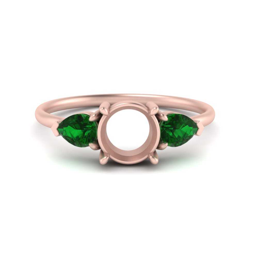 Semi Mount Pear Three Stone Ring