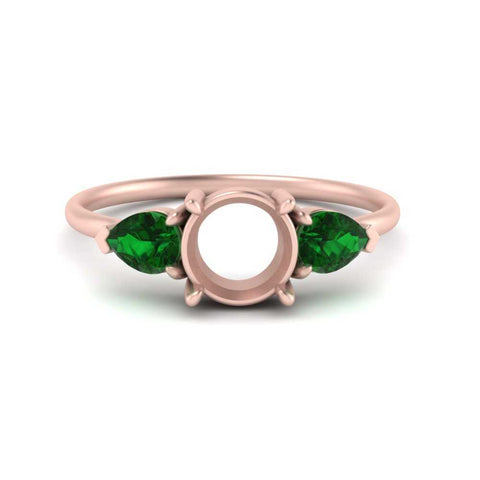 Semi Mount Pear Three Stone Ring