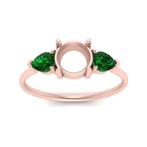 Semi Mount Pear Three Stone Ring