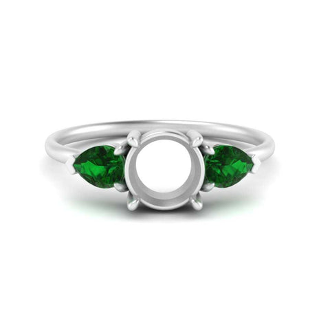 Semi Mount Pear Three Stone Ring