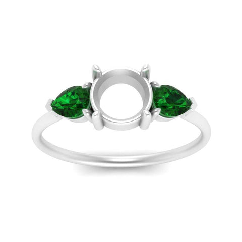 Semi Mount Pear Three Stone Ring