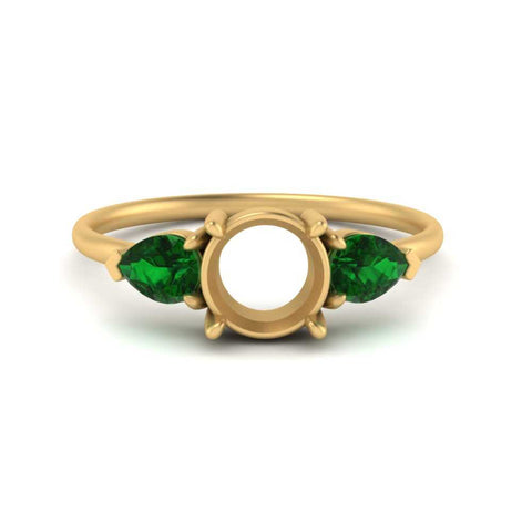 Semi Mount Pear Three Stone Ring