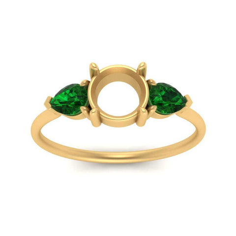 Semi Mount Pear Three Stone Ring