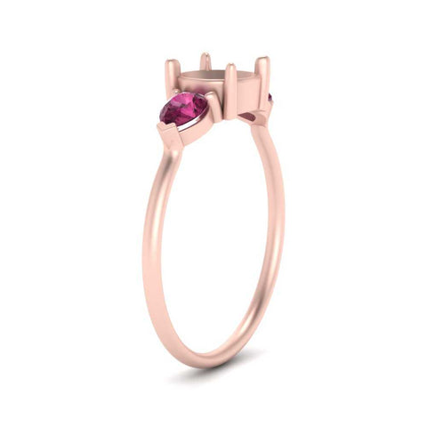 Semi Mount Pear Three Stone Ring