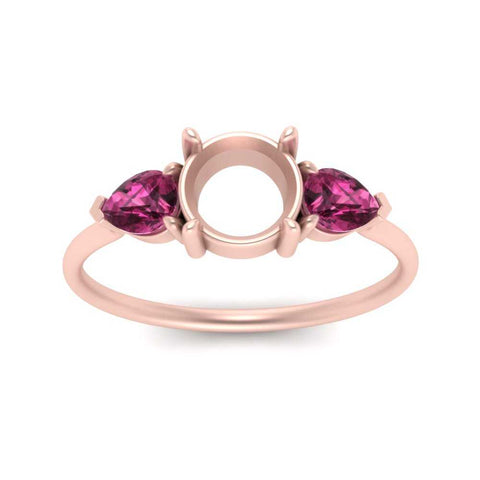Semi Mount Pear Three Stone Ring
