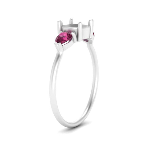 Semi Mount Pear Three Stone Ring