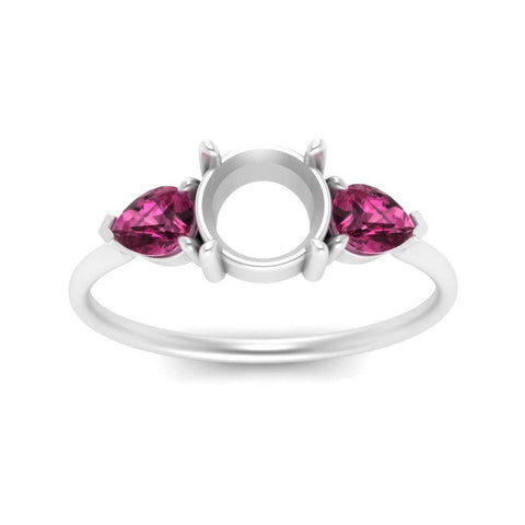 Semi Mount Pear Three Stone Ring