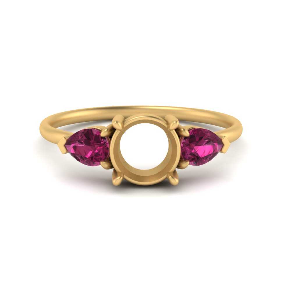 Semi Mount Pear Three Stone Ring