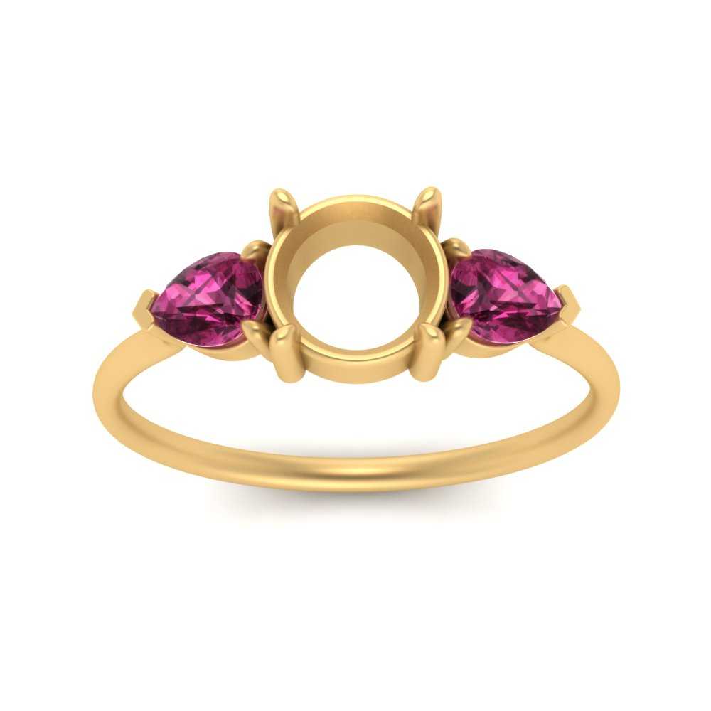 Semi Mount Pear Three Stone Ring