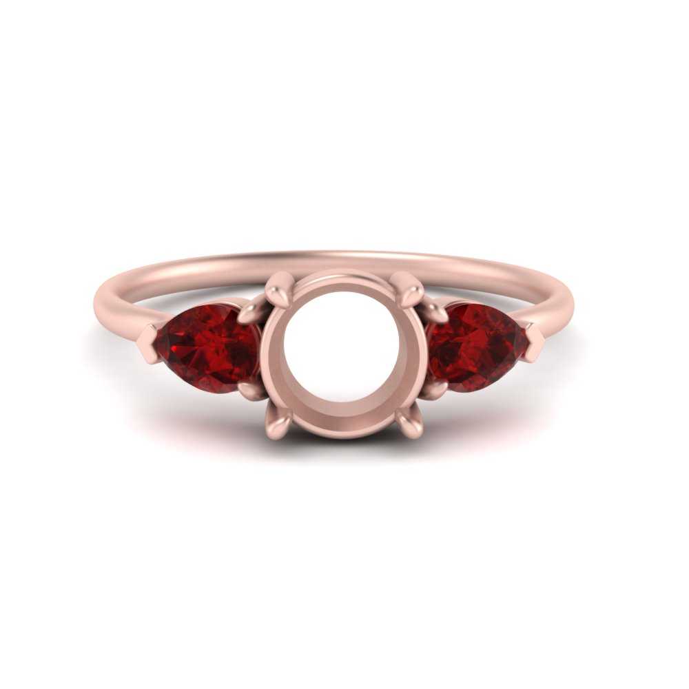 Semi Mount Pear Three Stone Ring