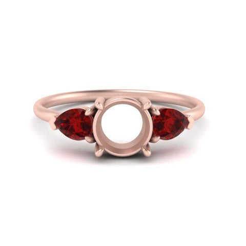 Semi Mount Pear Three Stone Ring