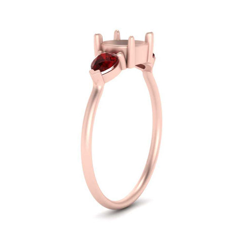 Semi Mount Pear Three Stone Ring