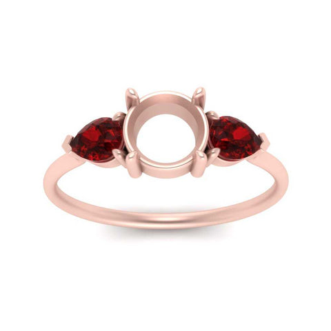 Semi Mount Pear Three Stone Ring