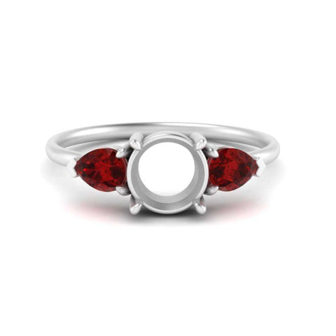 Semi Mount Pear Three Stone Ring
