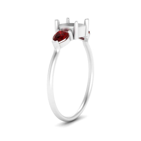 Semi Mount Pear Three Stone Ring