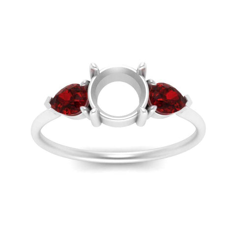 Semi Mount Pear Three Stone Ring