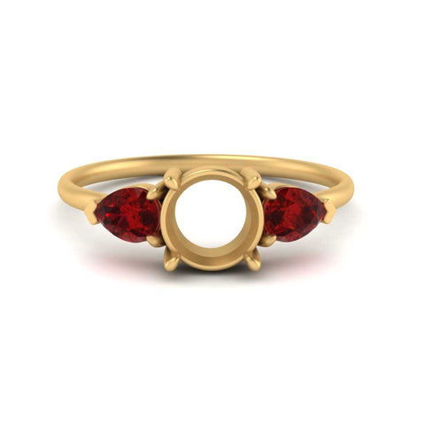 Semi Mount Pear Three Stone Ring
