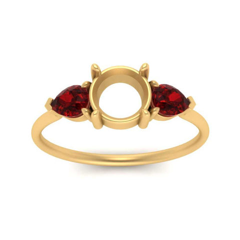 Semi Mount Pear Three Stone Ring