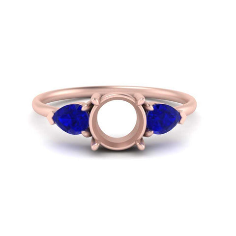 Semi Mount Pear Three Stone Ring