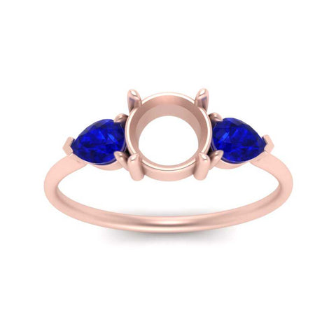 Semi Mount Pear Three Stone Ring