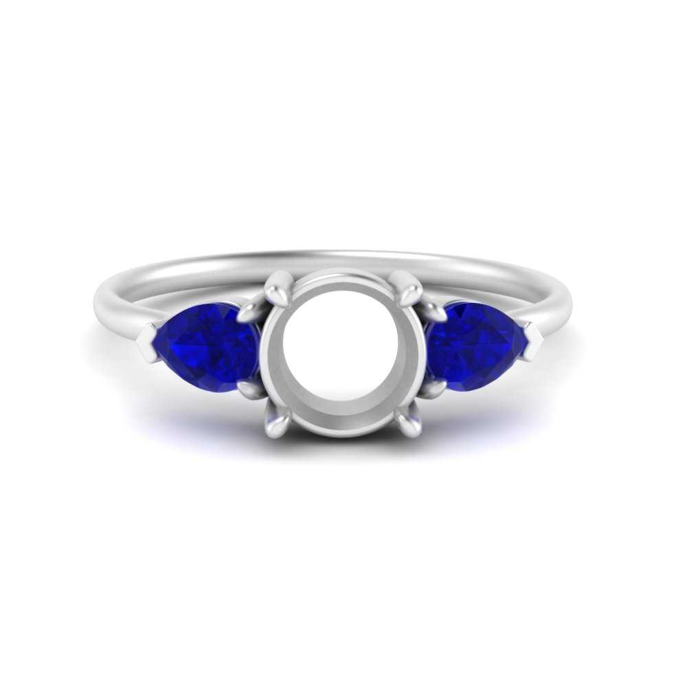 Semi Mount Pear Three Stone Ring