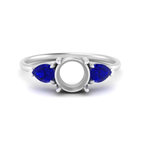 Semi Mount Pear Three Stone Ring