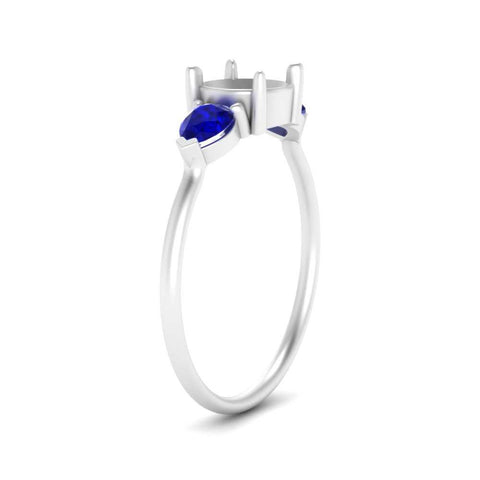 Semi Mount Pear Three Stone Ring